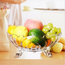 FRUIT BOWL- Good Quality 26cm Fruit Bowl Plate Crystal Salad Veggies Bowl with Stand