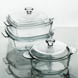 4203 1.0L ROUND TEMPERED GLASS CASSEROLE WITH COVER MULTI-FUNCTIONAL GLASS PRESERVATION BOWL WITH COVER TRANSPARENT GLASS BOWL WITH TWO LONG EARS SPECIAL FOR MICROWAVE OVEN FOOD STORAGE CONTAINER