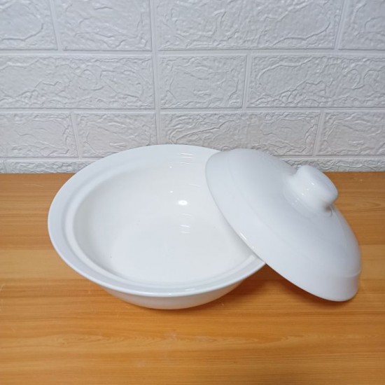 CERAMIC SERVING BOWL WITH COVER / MICROWAVEABLE / 9 INCHES / SOUP BOWL / microwaveable