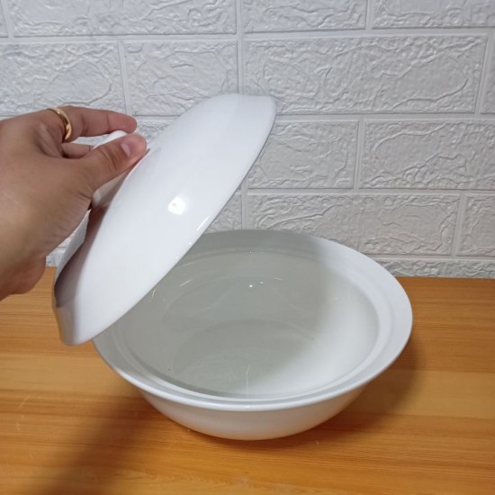 CERAMIC SERVING BOWL WITH COVER / MICROWAVEABLE / 9 INCHES / SOUP BOWL / microwaveable