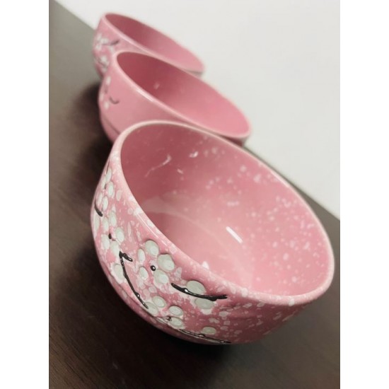 Ceramic Sakura Salad Bowl 5” Pink - 3pcs