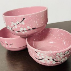 Ceramic Sakura Salad Bowl 5” Pink - 3pcs