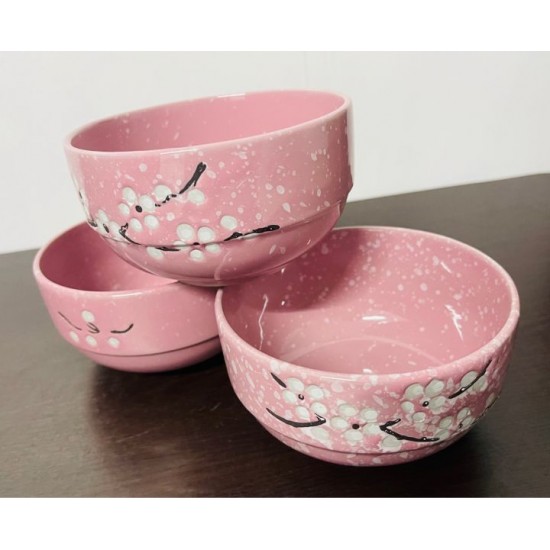 Ceramic Sakura Salad Bowl 5” Pink - 3pcs