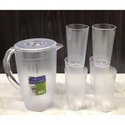 Cups 8oz/12oz Drinking Plastic Cup Frosted Clear Water Glass and Transparent Pitcher