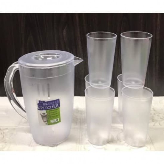 Cups 8oz/12oz Drinking Plastic Cup Frosted Clear Water Glass and Transparent Pitcher